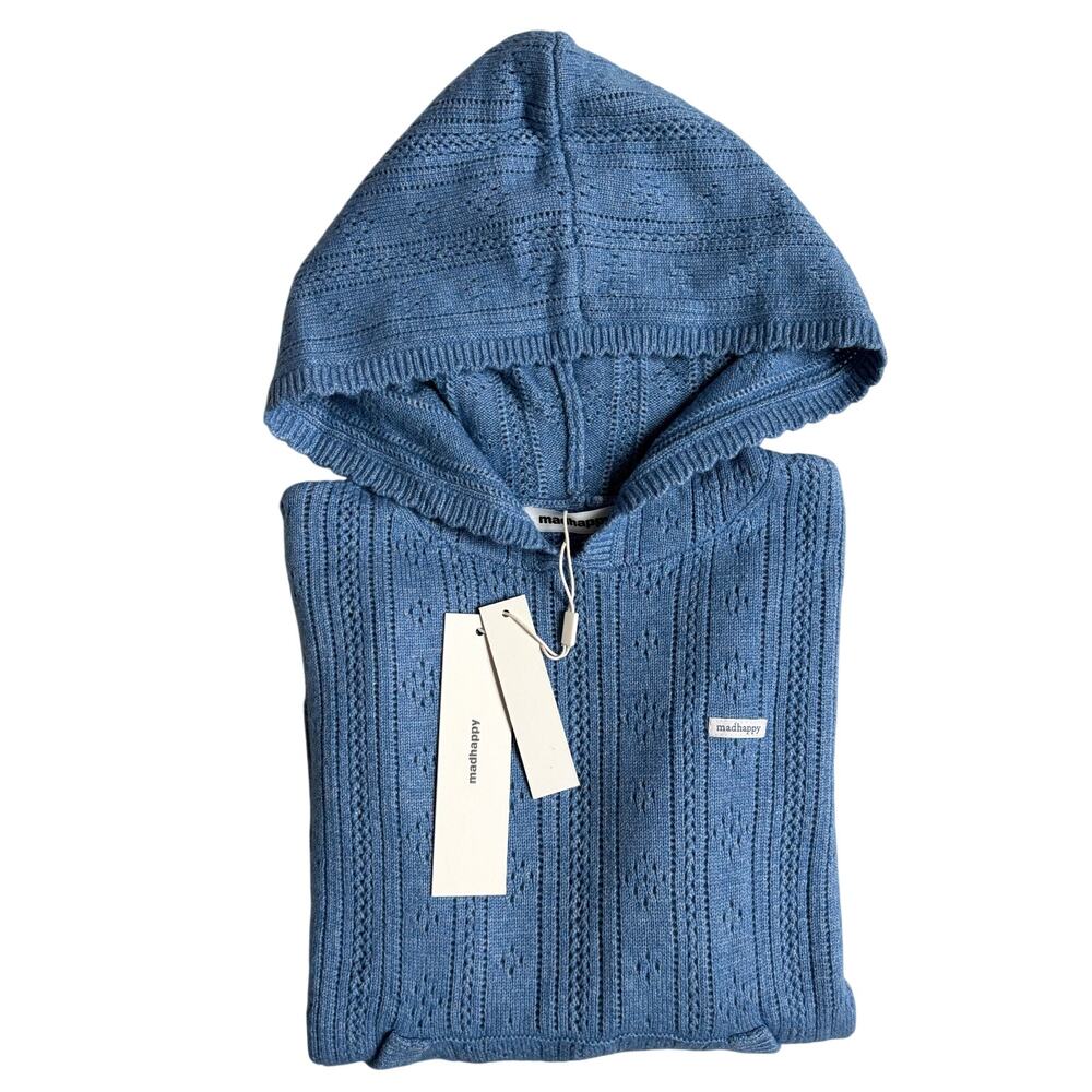 NWT madhappy Pointelle Pullover Sweater Hoodie (Blue Moon) - Medium